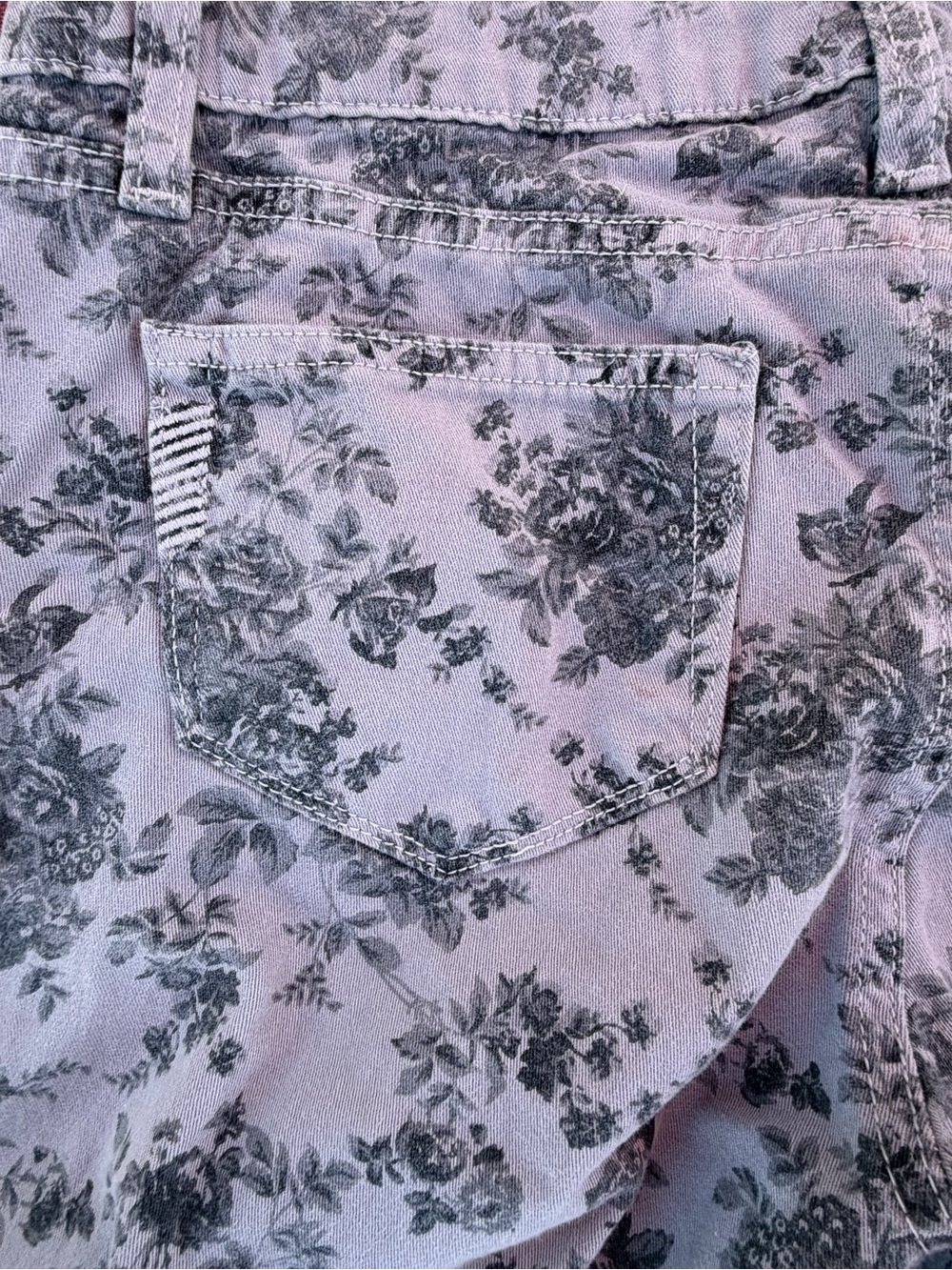 PAIGE Peg Skinny Floral Print Jeans Pink Gray - Picture 12 of 14